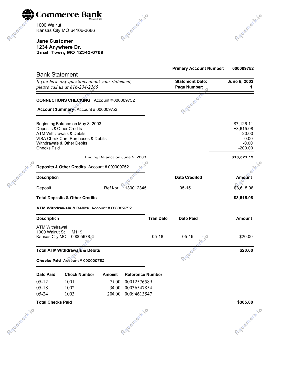 Watermarked document sample